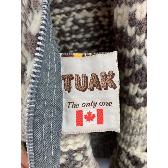 Women’s TUAK Pattern Beige Wool Sweater Size M-L - Picture 10 of 11